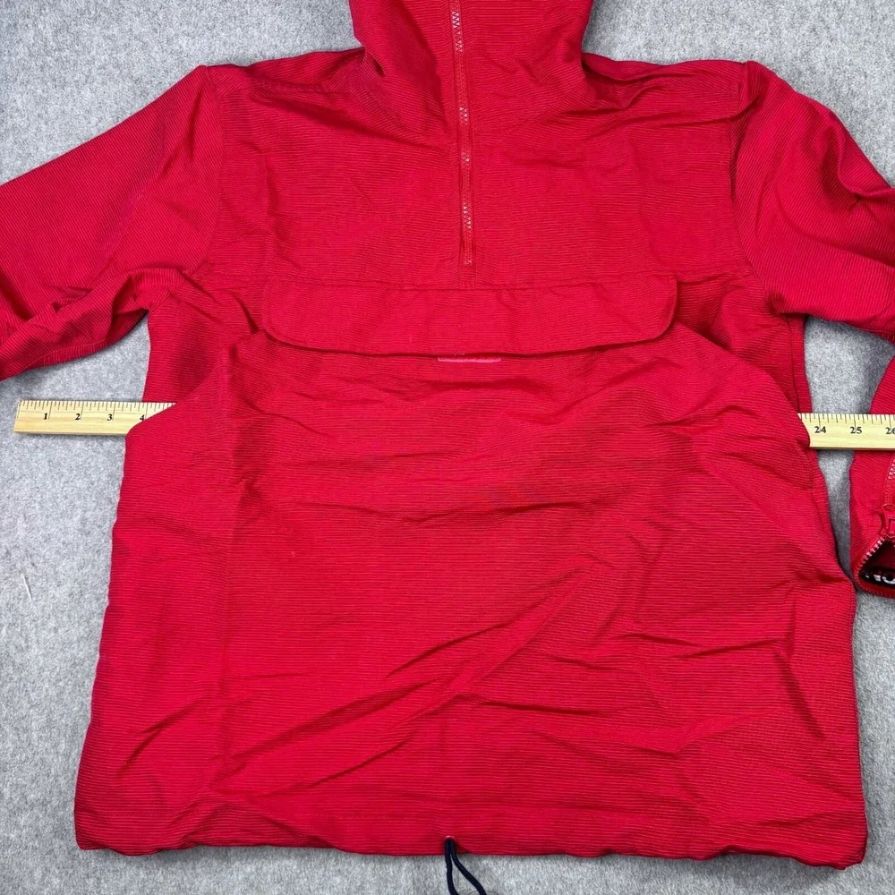 VTG Tommy Jeans Women's Size L Anorak Jacket 1/4 Zip Hooded Y2K Red Pullover 90s